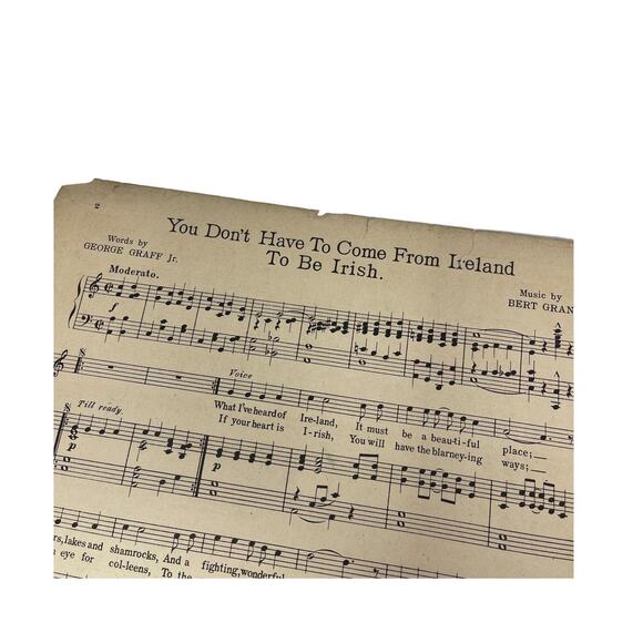 1917 You Dont Have to Come From Ireland To Be Irish Sheet Music Graff Bert Grant - Picture 3 of 9